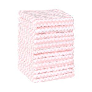 12 Pack Absorbent Reusable and Washable Clean Cloth 10" x 10" Pink